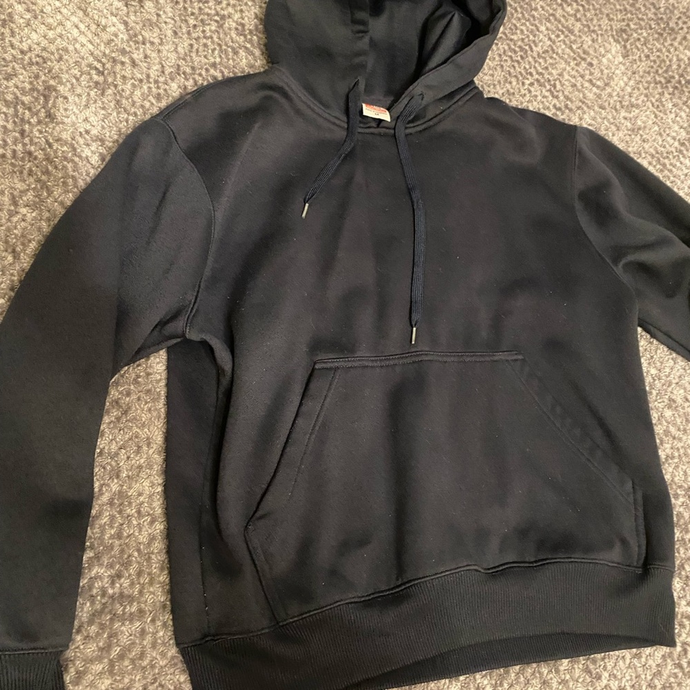 Men's Dark Blue Pullover Hoodie Sweatshirt - Classic Casual